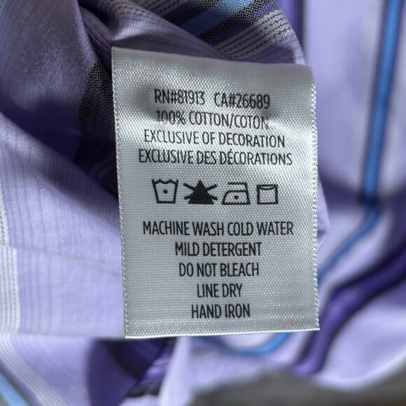 Robert Graham Tailored Fit Purple Striped Button Down Shirt M - Picture 8 of 11